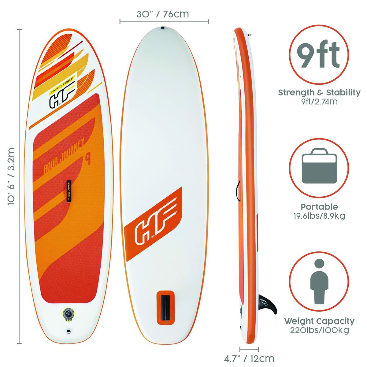 Inflatable Paddle Surf Board with Accessories Bestway Hydro-Force 274 x 76 x 12 cm Inflatable Paddle Surf Board with Accessories Bestway Hydro-Force 274 x 76 x 12 cm