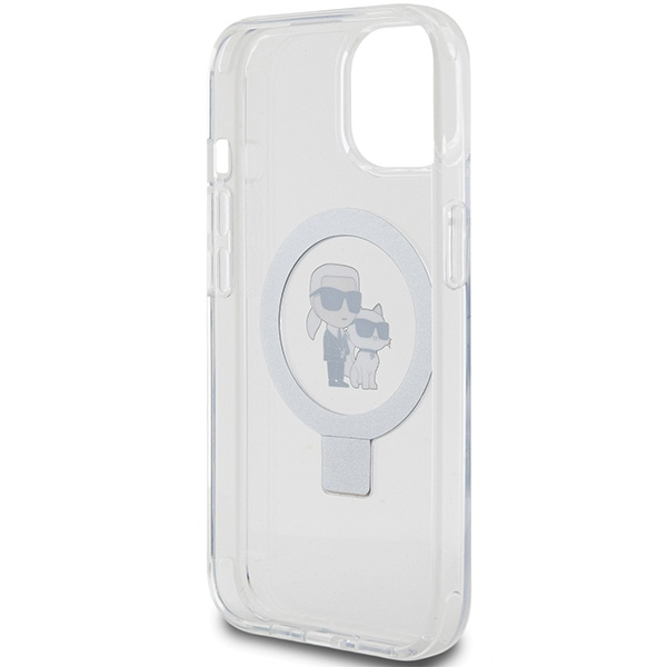 Karl Lagerfeld KLHMP14SHMRSKCH Apple iPhone 14 / 15 hardcase Ring Stand Karl&Choupettte MagSafe white