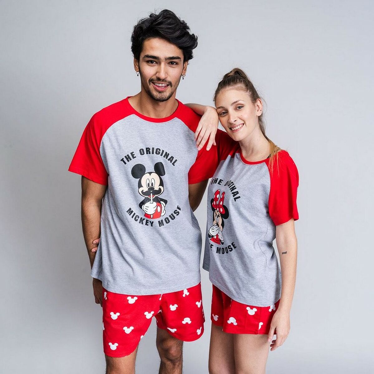 Summer Pyjama Mickey Mouse Red Grey Men