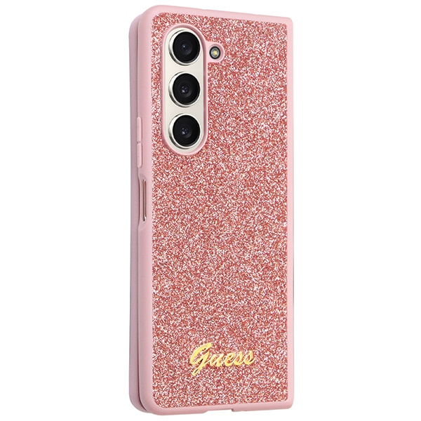 Guess GUHCZFD5HGGSHP Samsung Galaxy Z Fold 5 hardcase Glitter Script pink