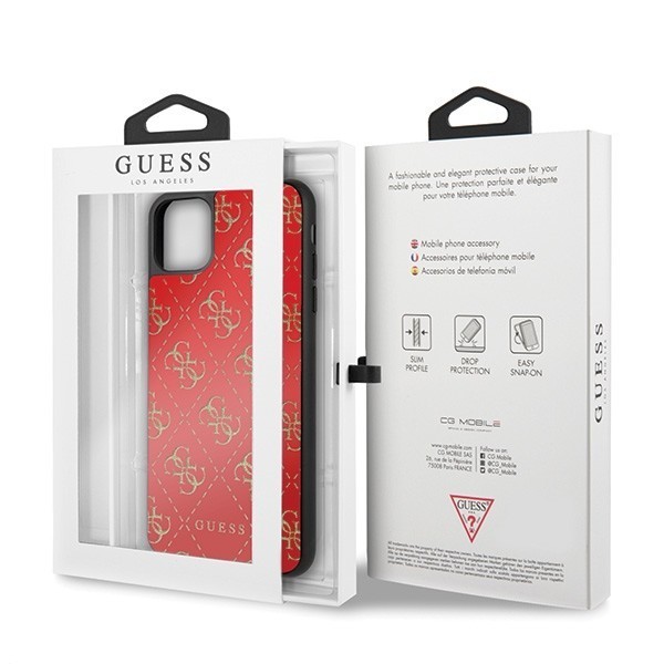 Guess GUHCN654GGPRE iPhone 11 Pro Max red hard case 4G Double Layer Glitter