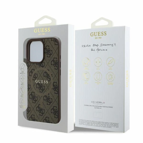 Case Guess GUHMP16XG4GFRW Apple iPhone 16 Pro Max hardcase 4G Ring Classic Logo MagSafe brown