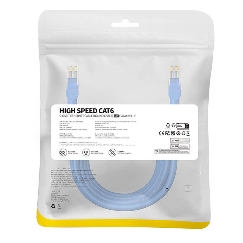 Baseus Ethernet RJ45 Cat.6 1000Mbps network cable 5m (blue)