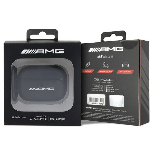 AMG AMAP2SLWK Apple AirPods Pro 2 cover Leather White Logo black