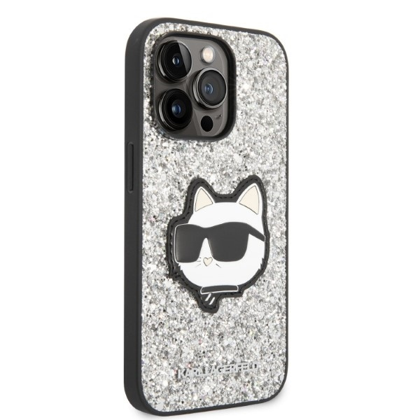 Karl Lagerfeld KLHCP14XG2CPS Apple iPhone 14 Pro Max silver hardcase Glitter Choupette Patch