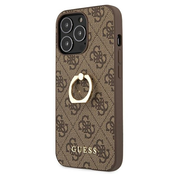 Guess GUHCP13L4GMRBR Apple iPhone 13 Pro brown hardcase 4G with ring stand