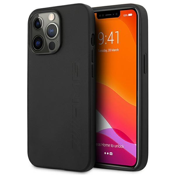 Mercedes AMG AMHCP14LDOLBK Apple iPhone 14 Pro black hardcase Leather Hot Stamped