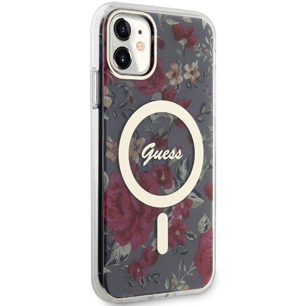 Guess GUHMN61HCFWSA Apple iPhone 11/XR khaki hardcase Flower MagSafe