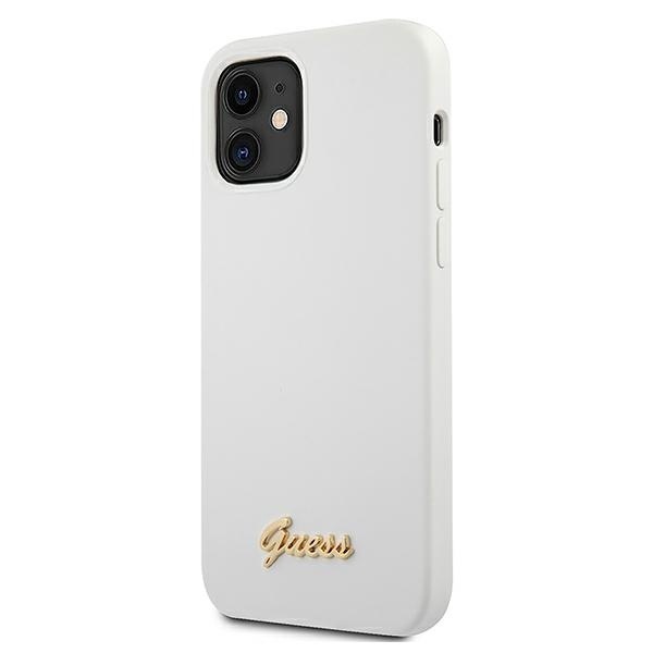 Guess GUHCP12SLSLMGWH Apple iPhone 12 mini white hardcase Metal Logo Script