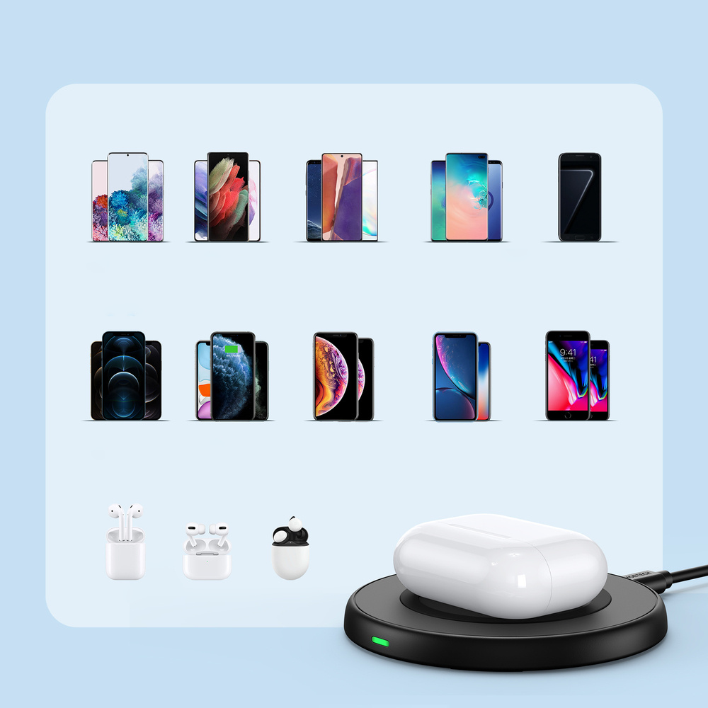 Choetech T526-S Wireless Charger Qi 10W + USB-A/microUSB Cable black