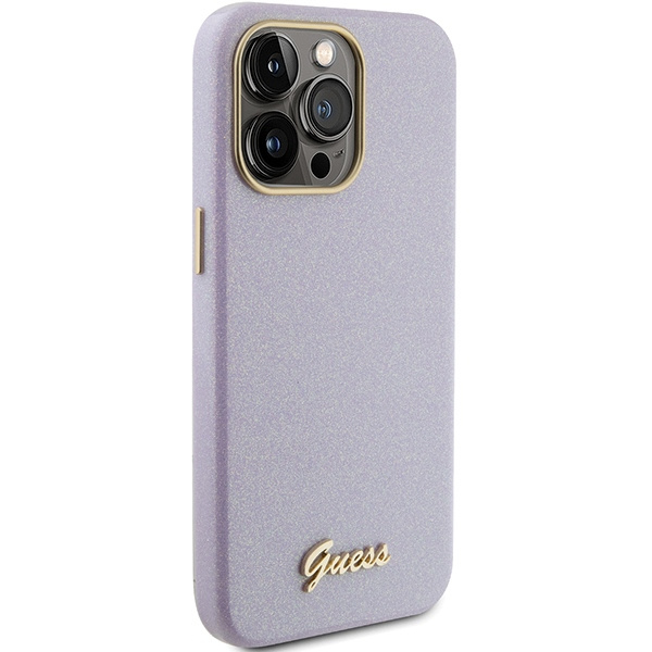 Guess GUHCP15LPGMCSL Apple iPhone 15 Pro hardcase Glitter Glossy Script lilac