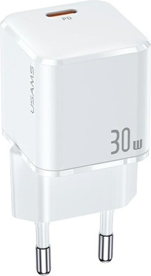 USAMS Wall Charger 1xUSB-C T45 mini 30W PD3.0 Fast Charging white CC148TC02 (US-CC148)