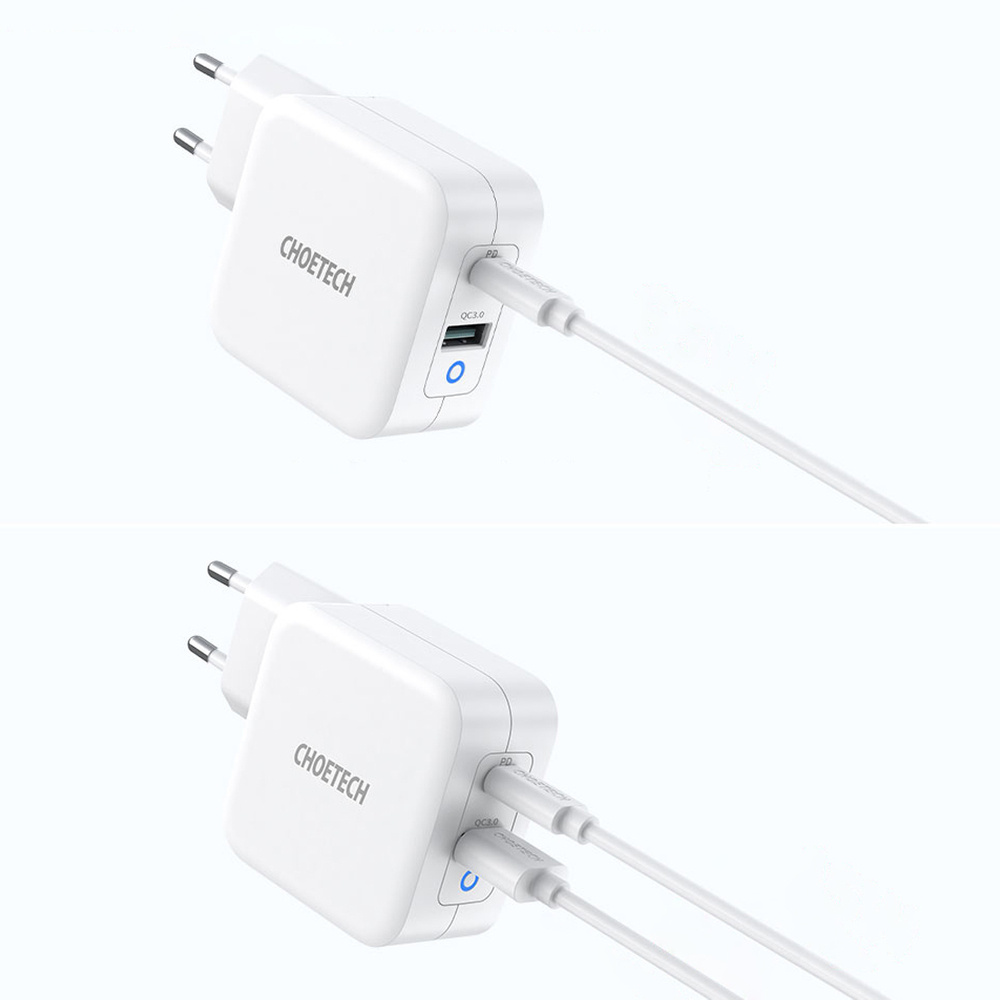 Choetech PD8002 GaN Wall Charger USB-C PD USB-A QC 3.0 65W 3,25A white