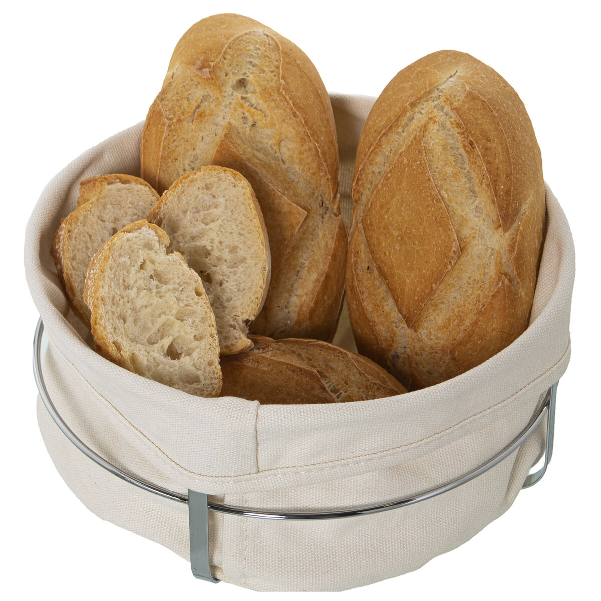 Breadbasket Alexandra House Living White Metal Cloth 22 x 11 x 22 cm