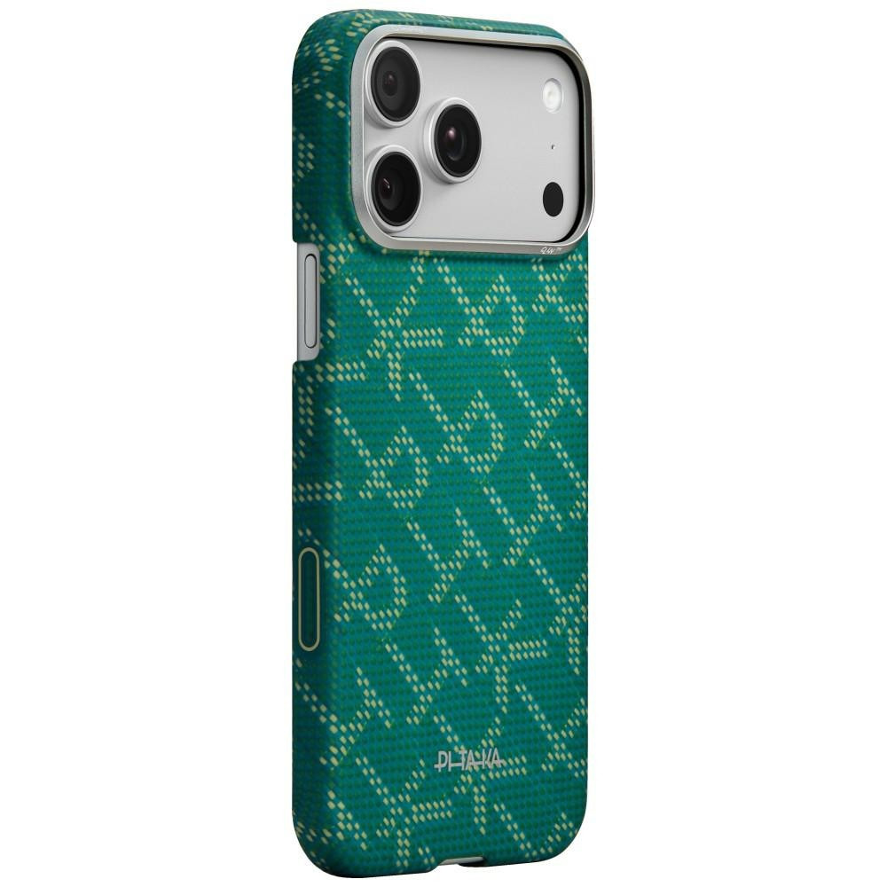 Etui PITAKA Ultra-Slim Monogram MagSafe do Apple iPhone 17 Pro złoto zielony