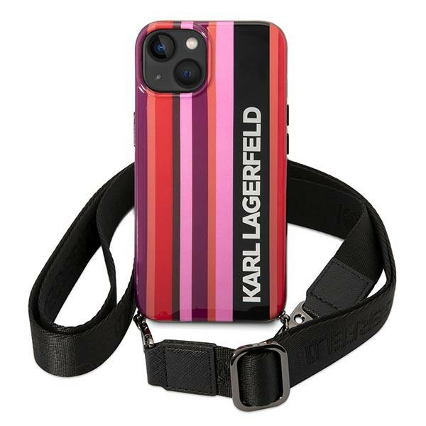 Karl Lagerfeld KLHCP14SSTSTP Apple iPhone 14 hardcase pink Color Stripes Strap