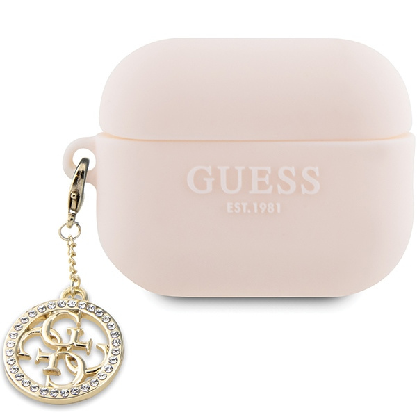 Guess GUAP23DSLGHDP Apple AirPods Pro 2 cover pink 3D Rubber 4G Diamond Charm