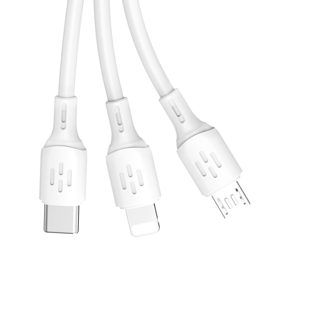 Dudao L8A-3in1 USB-A/USB-C - microUSB - Lightning Cable 480Mb/s 6A 1.2m white