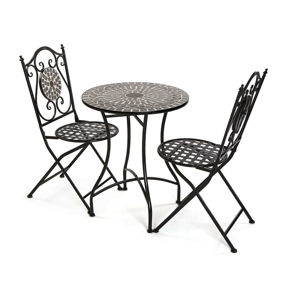 Table set with 2 chairs Versa Neilos Black Metal 60 x 71 x 60 cm