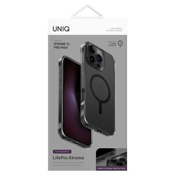 Etui UNIQ LifePro Xtreme Apple iPhone 16 Pro Max Magclick charging szary/smoked