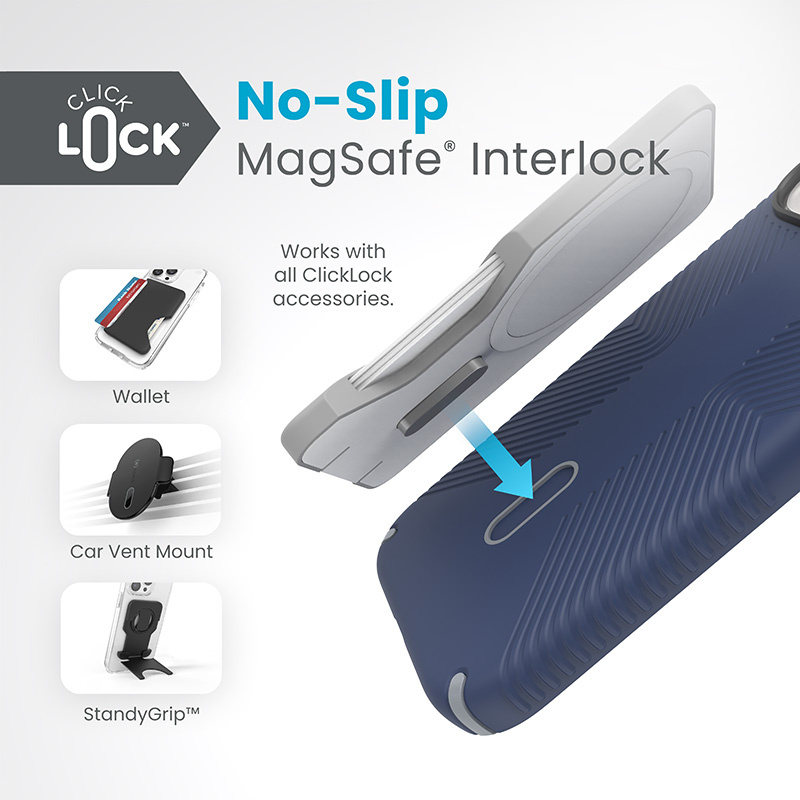 Speck Presidio2 Grip ClickLock MagSafe Apple iPhone 15 (Coastal Blue/Dustgrey/White)