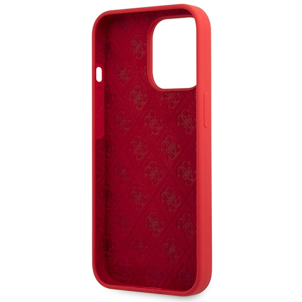 Guess GUHCP13XLSLMGRE Apple iPhone 13 Pro Max burgundy hard case Silicone Vintage Gold Logo