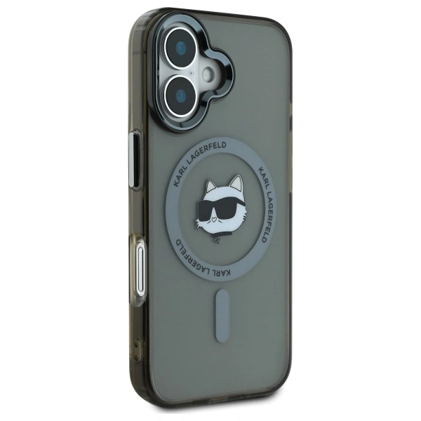 Karl Lagerfeld KLHMP16MHLSCHK Apple iPhone 16 Plus hardcase IML Metal Choupette Head MagSafe black