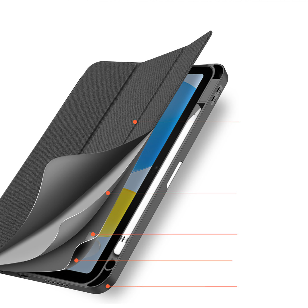 DuxDucis Domo Apple iPad 10.9 2022 (10 gen) + Pencil holder black