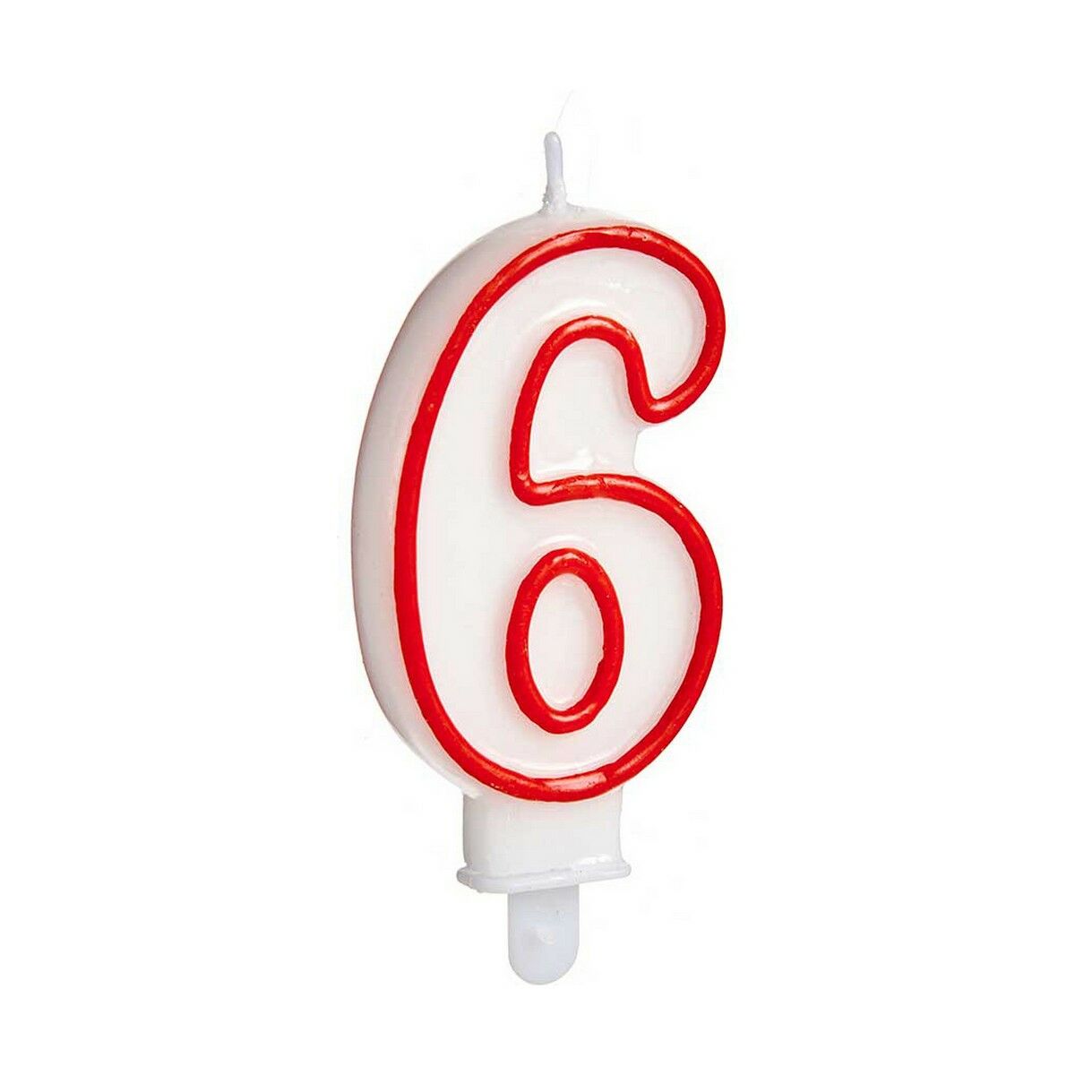 Candle Birthday Number 6 Red White (12 Units)