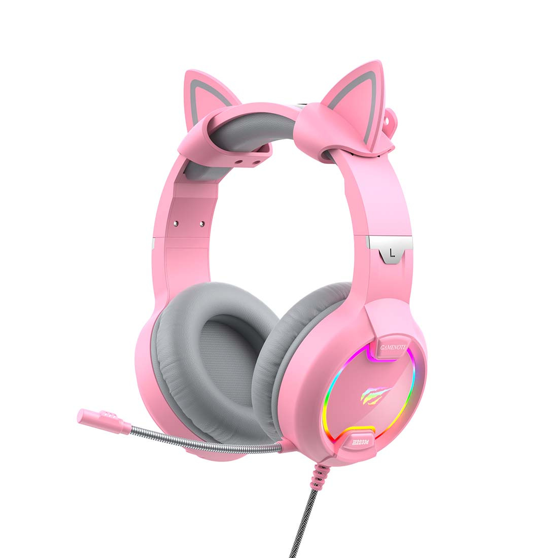 Havit GAMENOTE H2233D RGB USB+3.5mm gaming headphones (pink)
