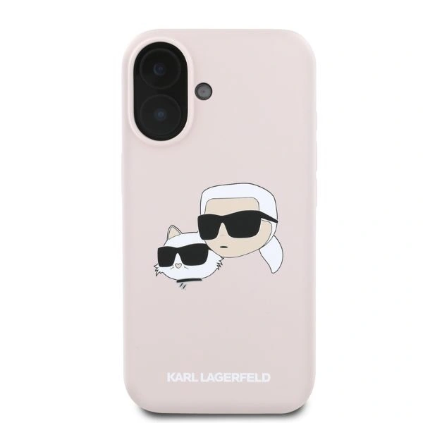 Etui Karl Lagerfeld KLHMP16SSKCHPPLP Apple iPhone 16 hardcase Silicone Double Heads Print MagSafe różowy