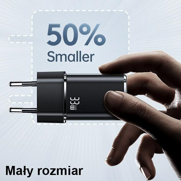 USAMS T43 Wall Charger 1xUSB-C/1xUSB 33W PD 3.0 + QC 3.0 + U63 cable USB-C/Lightning black USKTZ01
