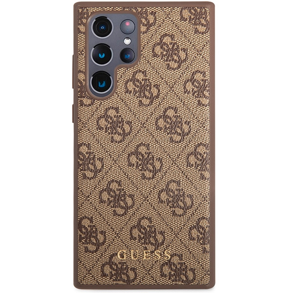 Guess GUHCS23LG4GFBR Samsung Galaxy S23 Ultra brown hard case 4G Metal Gold Logo