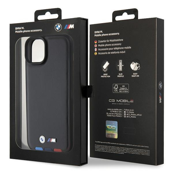 BMW BMHCP15M22PTDK Apple iPhone 15 Plus / 14 Plus Leather Stamp Tricolor black