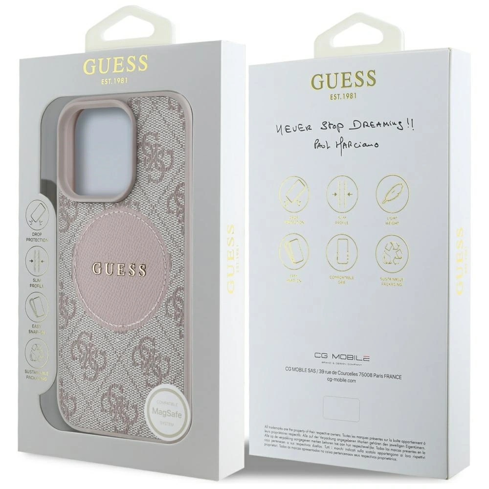 Guess 4G Circle Classic Logo MagSafe Apple iPhone 16 Pro Max pink