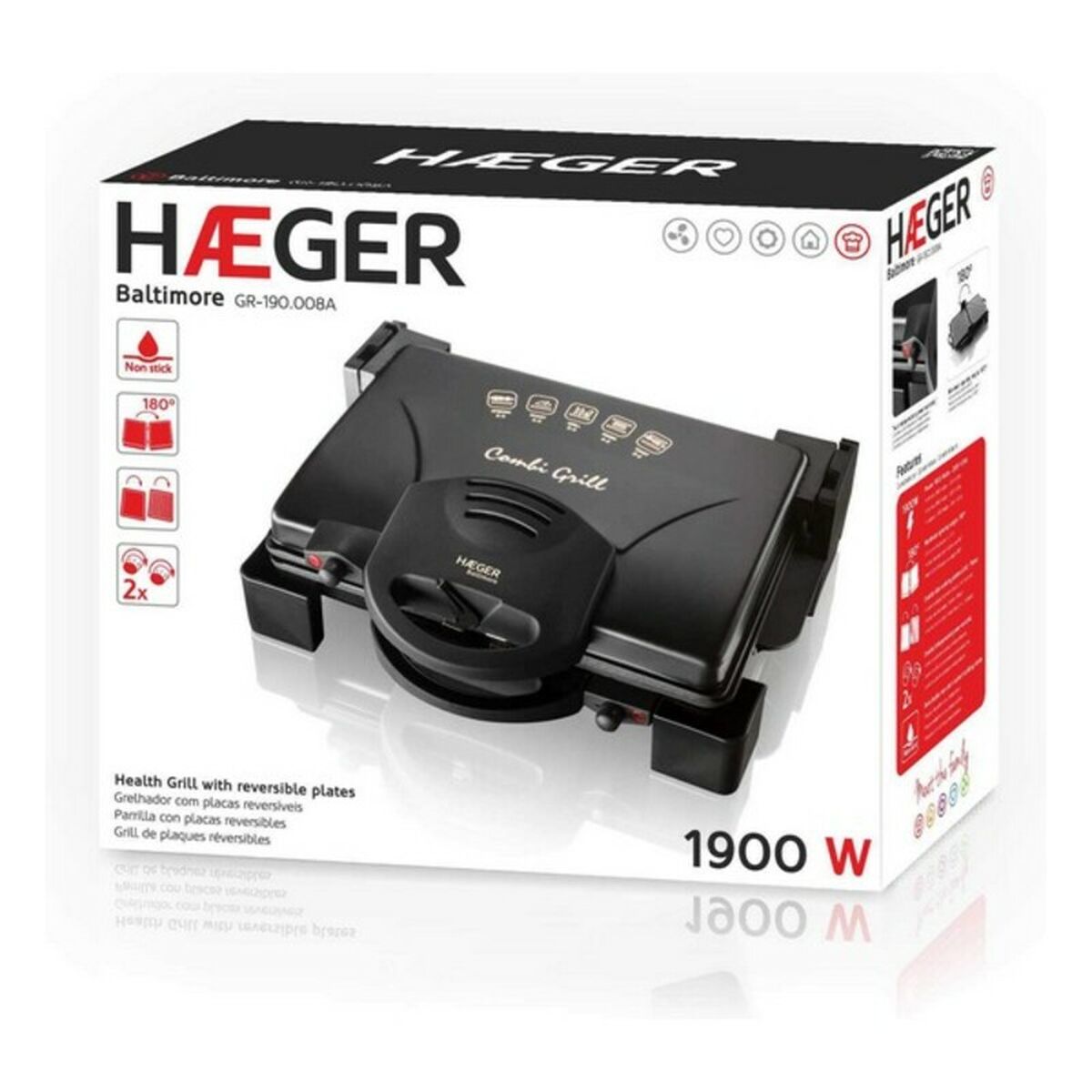 Grill Haeger GR-190.008A 1900W Black Stainless steel