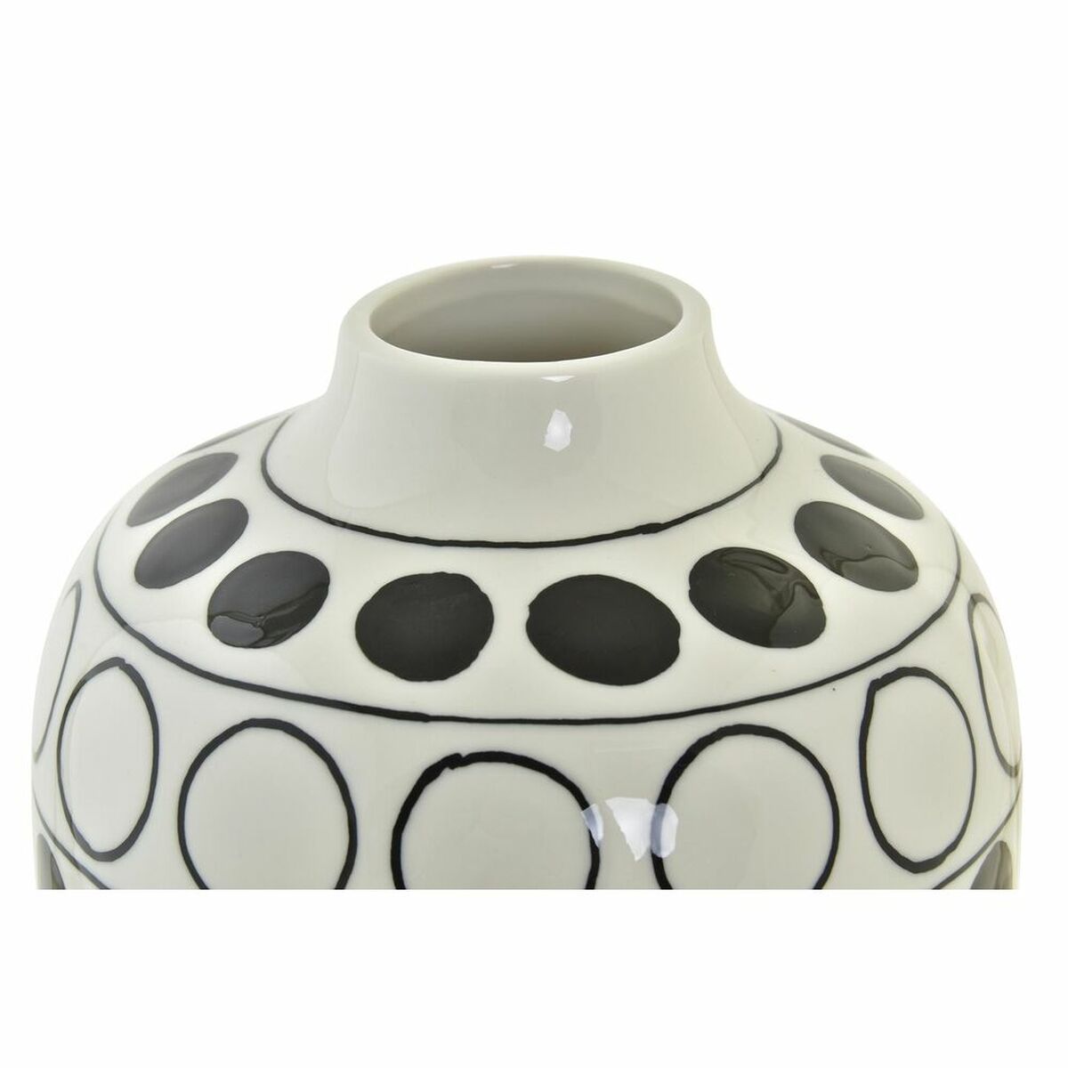 Wazon DKD Home Decor Porcelana Czarny Biały Nowoczesny Koła 16 x 16 x 18 cm