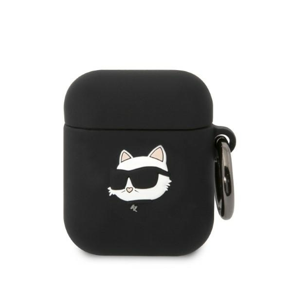 Karl Lagerfeld KLA2RUNCHK Apple AirPods 2/1 cover black Silicone Choupette Head 3D