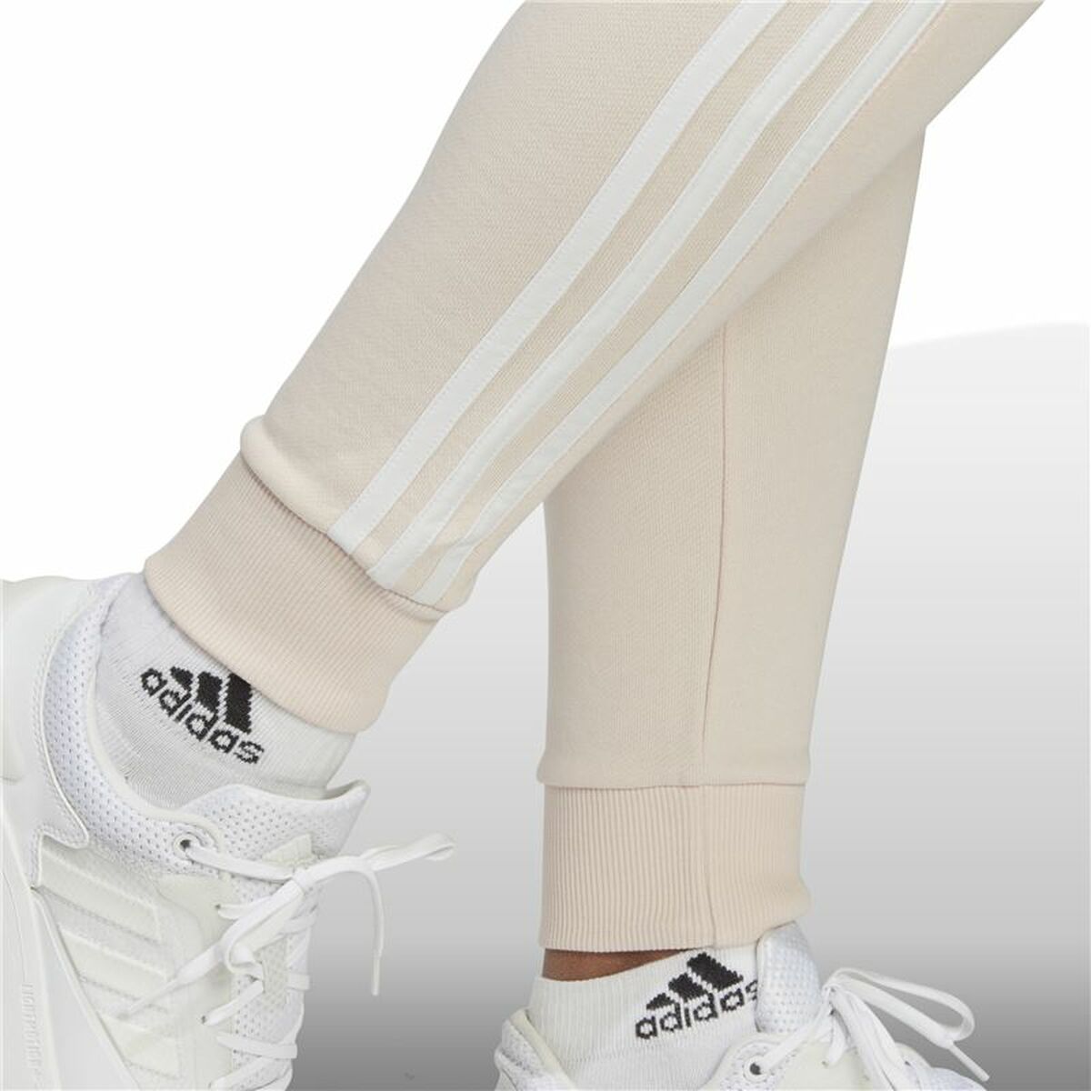 Long Sports Trousers Adidas Essentials 3 Stripes Beige Lady