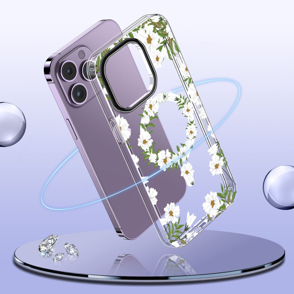 Tech-protect MagMood MagSafe Apple iPhone 15 Pro White Daisy