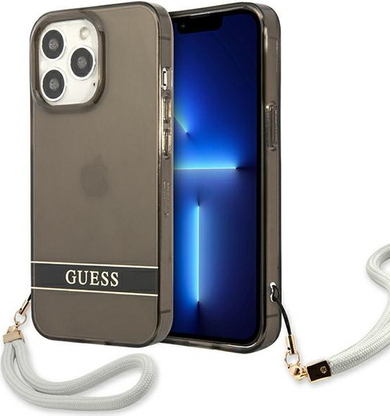 Guess GUHCP13LHTSGSK Apple iPhone 13 Pro black hardcase Translucent Stap