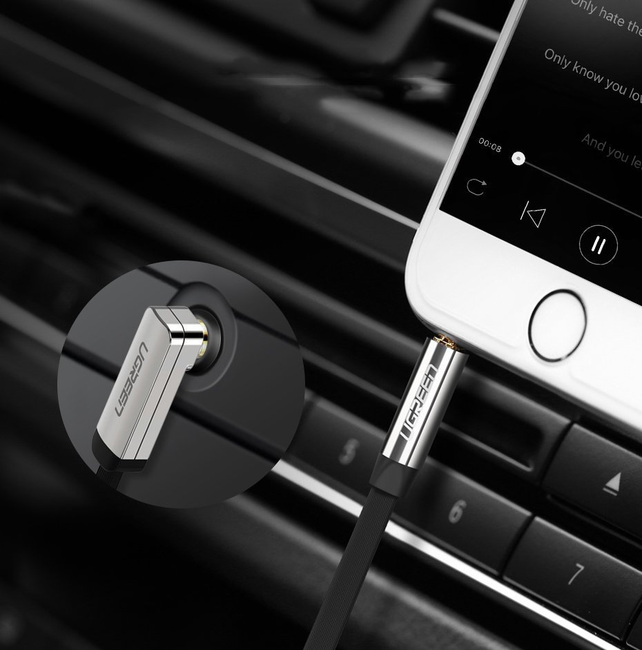 UGREEN AV119 flat angle audio cable AUX mini jack 3.5 mm 0.5 m black