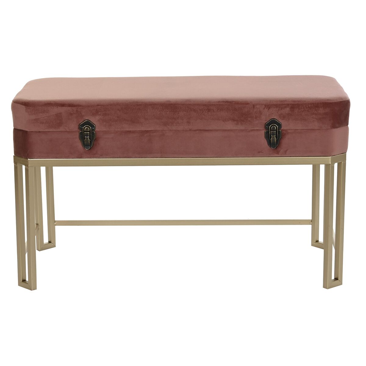 Taboret DKD Home Decor   Różowy Złoty Metal Aksamit (80 x 40 x 47 cm)