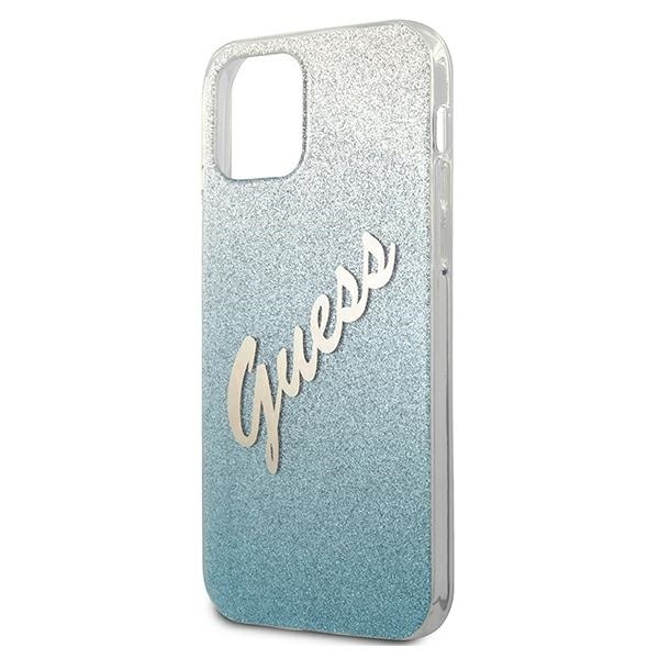 Guess GUHCP12SPCUGLSBL Apple iPhone 12 mini blue hardcase Glitter Gradient Script