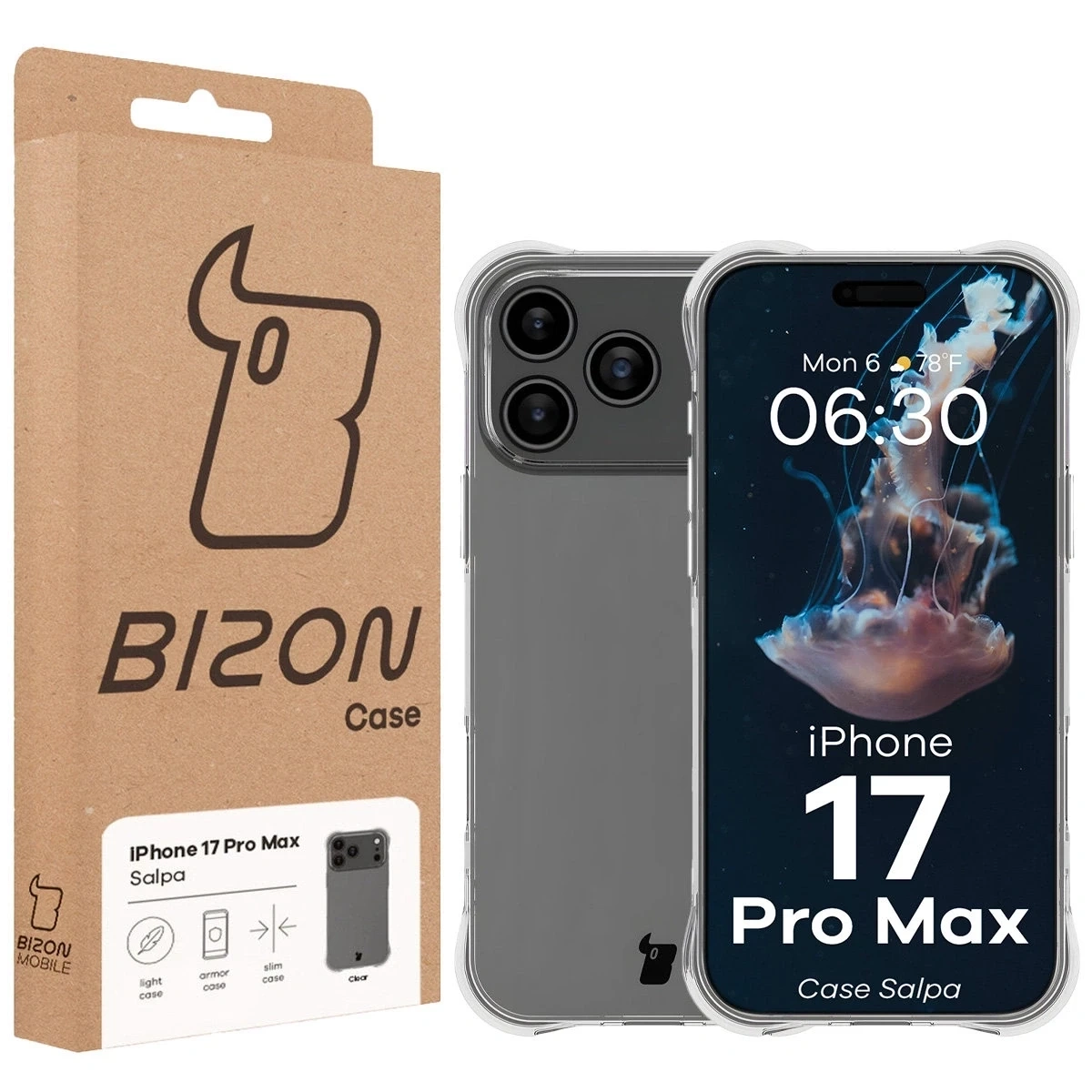 Elastyczne etui Bizon Case Salpa do Apple iPhone 17 Pro Max przezroczyste