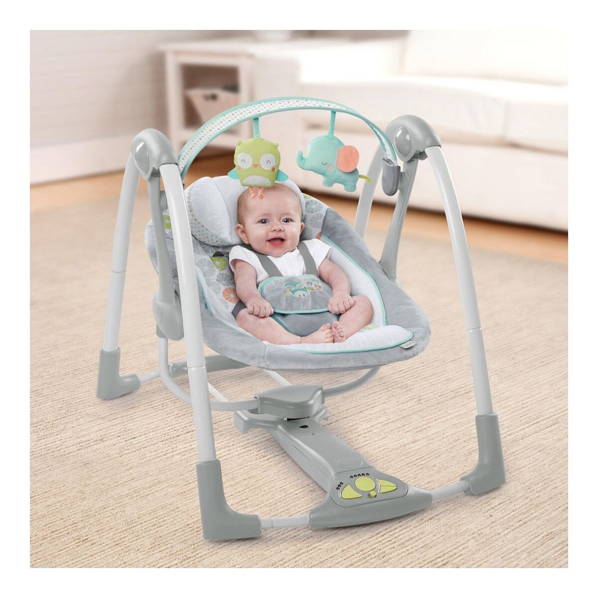Rocking Chair Ingenuity Compact Swing - Hugs & Hoots Grey White