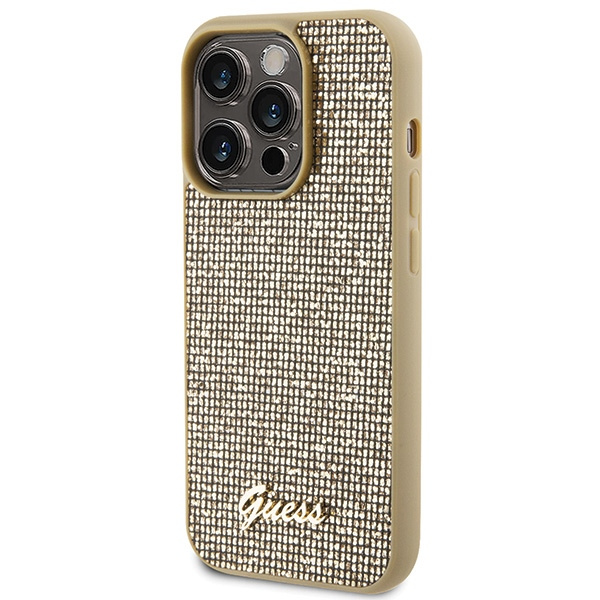 Guess GUHCP15LPMSDGSD Apple iPhone 15 Pro hardcase Disco Metal Script gold