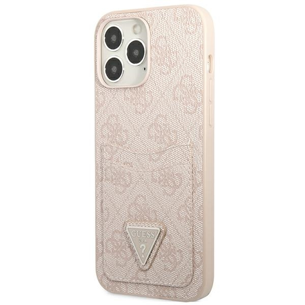 Guess GUHCP13XP4TPP Apple iPhone 13 Pro Max pink hardcase 4G Triangle Logo Cardslot