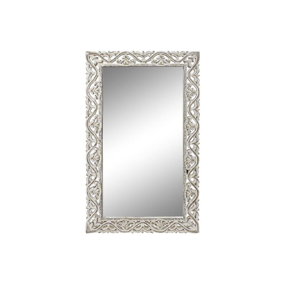Wall mirror DKD Home Decor White Crystal Mango wood Indian Man Stripped 61 x 3 x 105 cm