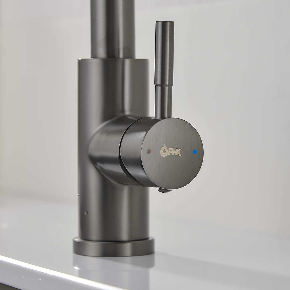 Mixer Tap Fontastock Grey Stainless steel Ceramic C-shaped